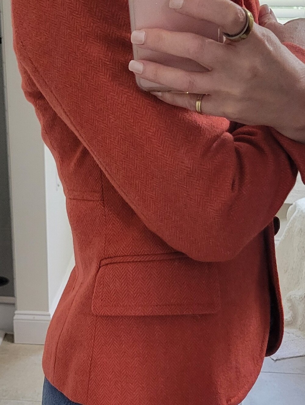 J. Crew Orange Coral Rounded Collar Wool-Blend Blazer - Picture 9 of 9
